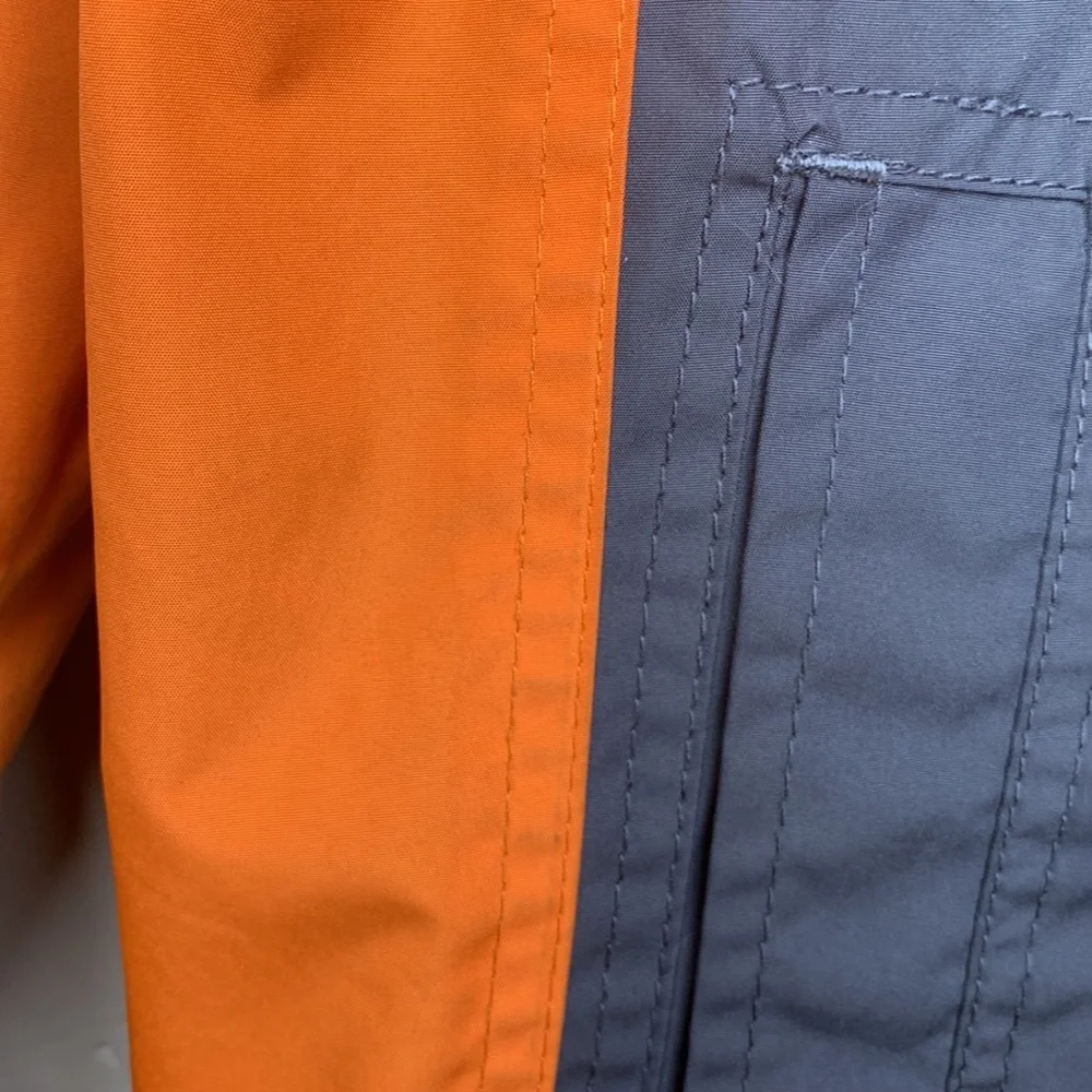 LONDON FOG Jacket Gray Orange Zip Front Zip Pockets Hood Boys Medium 10-12